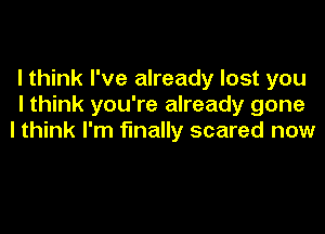 I think I've already lost you
I think you're already gone

I think I'm finally scared now