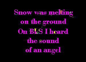 Snow was mellling
on the ground
On BLS I heard

the sound

of an angel I