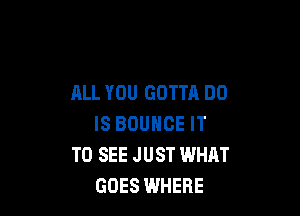 ALL YOU GOTTA DO

IS BOUNCE IT
TO SEE JUST WHAT
GOES WHERE