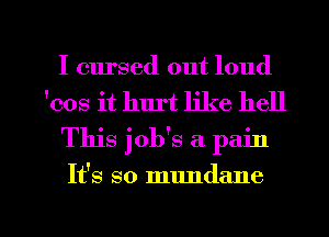 I cursed out loud
'cos it hurt like hell
This job's a pain

It's so mundane

g