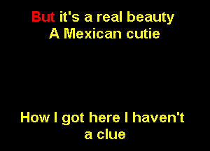 But it's a real beauty
A Mexican cutie

How I got here I haven't
a clue
