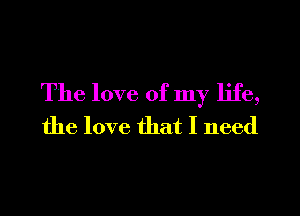 The love of my life,
the love that I need