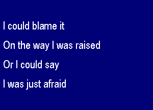 I could blame it
On the way I was raised

Or I could say

I was just afraid