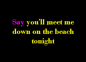 Say you'll meet me

down on the beach
tonight