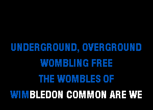 UNDERGROUND, OVERGROUHD
WOMBLIHG FREE
THE WOMBLES 0F
WIMBLEDOH COMMON ARE WE
