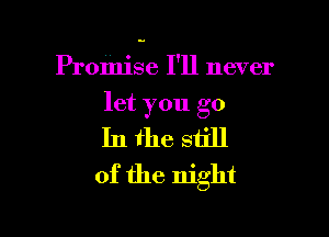 Promise I'll never

let you go

In the still
of the night