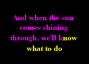 And when the sun
comes shining

through, we'll know
what to do