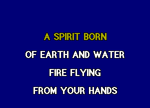 A SPIRIT BORN

0F EARTH AND WATER
FIRE FLYING
FROM YOUR HANDS