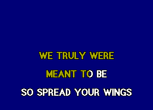 WE TRULY WERE
MEANT TO BE
SO SPREAD YOUR WINGS
