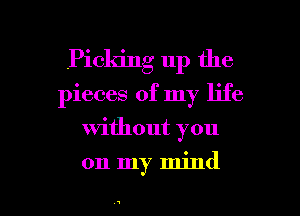 Picking up the
pieces of my life
without you
on my mind