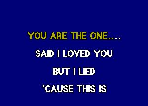 YOU ARE THE ONE...

SAID I LOVED YOU
BUT I LIED
'CAUSE THIS IS
