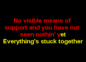 No visible means of
support and you have not

seen nothin' yet
Everything's stuck together