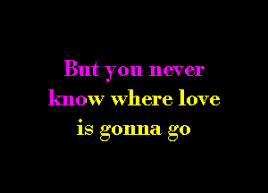 But you never
know where love

is gonna go