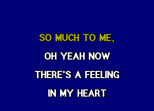 SO MUCH TO ME.

OH YEAH NOW
THERE'S A FEELING
IN MY HEART