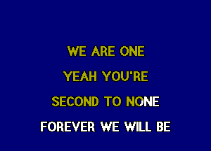 WE ARE ONE

YEAH YOU'RE
SECOND T0 NONE
FOREVER WE WILL BE