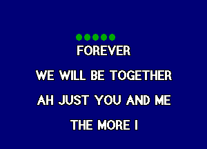 FOREVER

WE WILL BE TOGETHER
AH JUST YOU AND ME
THE MORE I