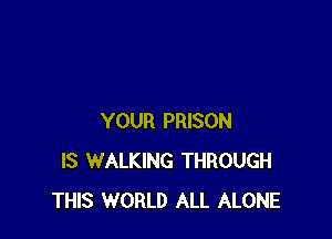 YOUR PRISON
IS WALKING THROUGH
THIS WORLD ALL ALONE