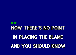 NOW THERE'S N0 POINT
IN PLACING THE BLAME
AND YOU SHOULD KNOW