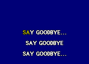 SAY GOODBYE...
SAY GOODBYE
SAY GOODBYE...