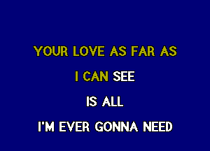 YOUR LOVE AS FAR AS

I CAN SEE
IS ALL
I'M EVER GONNA NEED