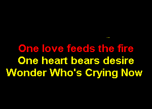 One love feeds the fire

One heart bears desire
Wonder Who's Crying Now