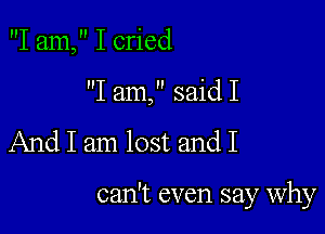 I am, I cried

I am, said I

And I am lost and I

can't even say why