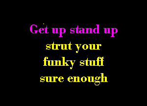 Get up stand up
strut your

funky stuff

sure enough