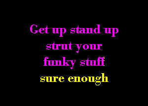 Get up stand up
strut your

funky stuff

sure enough