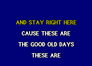 AND STAY RIGHT HERE

CAUSE THESE ARE
THE GOOD OLD DAYS
THESE ARE