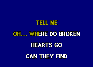 TELL ME

0H... WHERE DO BROKEN
HEARTS GO
CAN THEY FIND