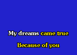 My dreams came true

Because of you