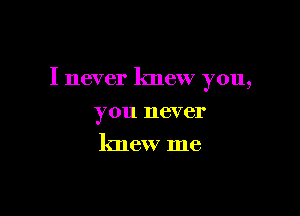 I never knew you,

you never
knew me