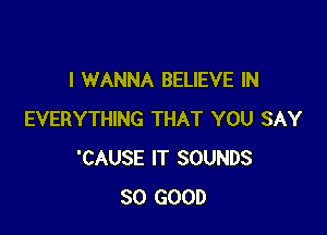 I WANNA BELIEVE IN

EVERYTHING THAT YOU SAY
'CAUSE IT SOUNDS
SO GOOD