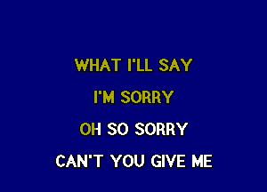 WHAT I'LL SAY

I'M SORRY
0H 80 SORRY
CAN'T YOU GIVE ME