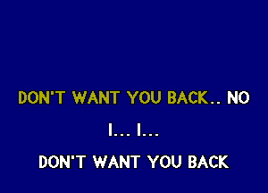 DON'T WANT YOU BACK.. NO
I... I...
DON'T WANT YOU BACK