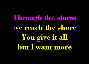 Through the storm

we reach the shore
You give it all

but I want more