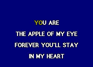 YOU ARE

THE APPLE OF MY EYE
FOREVER YOU'LL STAY
IN MY HEART