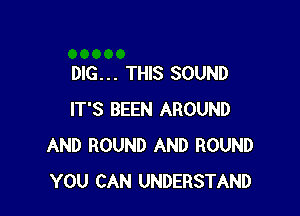 DIG. . . THIS SOUND

IT'S BEEN AROUND
AND ROUND AND ROUND
YOU CAN UNDERSTAND