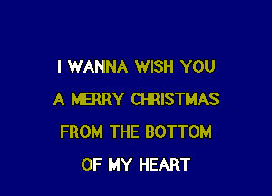 I WANNA WISH YOU

A MERRY CHRISTMAS
FROM THE BOTTOM
OF MY HEART