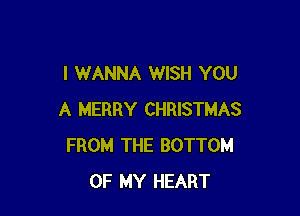 I WANNA WISH YOU

A MERRY CHRISTMAS
FROM THE BOTTOM
OF MY HEART