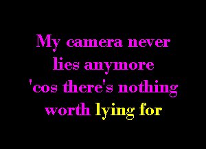 My camera never
lies anymore

'cos there's nothing

worth lying for

g