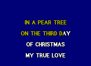 IN A PEAR TREE

ON THE THIRD DAY
OF CHRISTMAS
MY TRUE LOVE