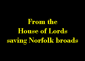 From the
House of Lords
saving Norfolk broads