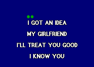 I GOT AN IDEA

MY GIRLFRIEND
I'LL TREAT YOU GOOD
I KNOW YOU