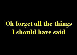 Oh forget all the things
I should have said