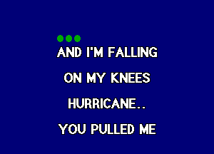 AND I'M FALLING

ON MY KNEES
HURRICANE.
YOU PULLED ME