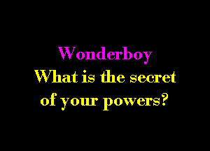 W 0nderb 0y

What is the secret
of your powers?