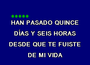 HAN PASADO QUINCE
DiAS Y SEIS HORAS
DESDE QUE TE FUISTE
DE MI VIDA