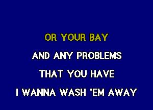 0R YOUR BAY

AND ANY PROBLEMS
THAT YOU HAVE
I WANNA WASH 'EM AWAY