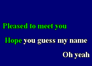 Pleased to meet you

Hope you guess my name

011 yeah